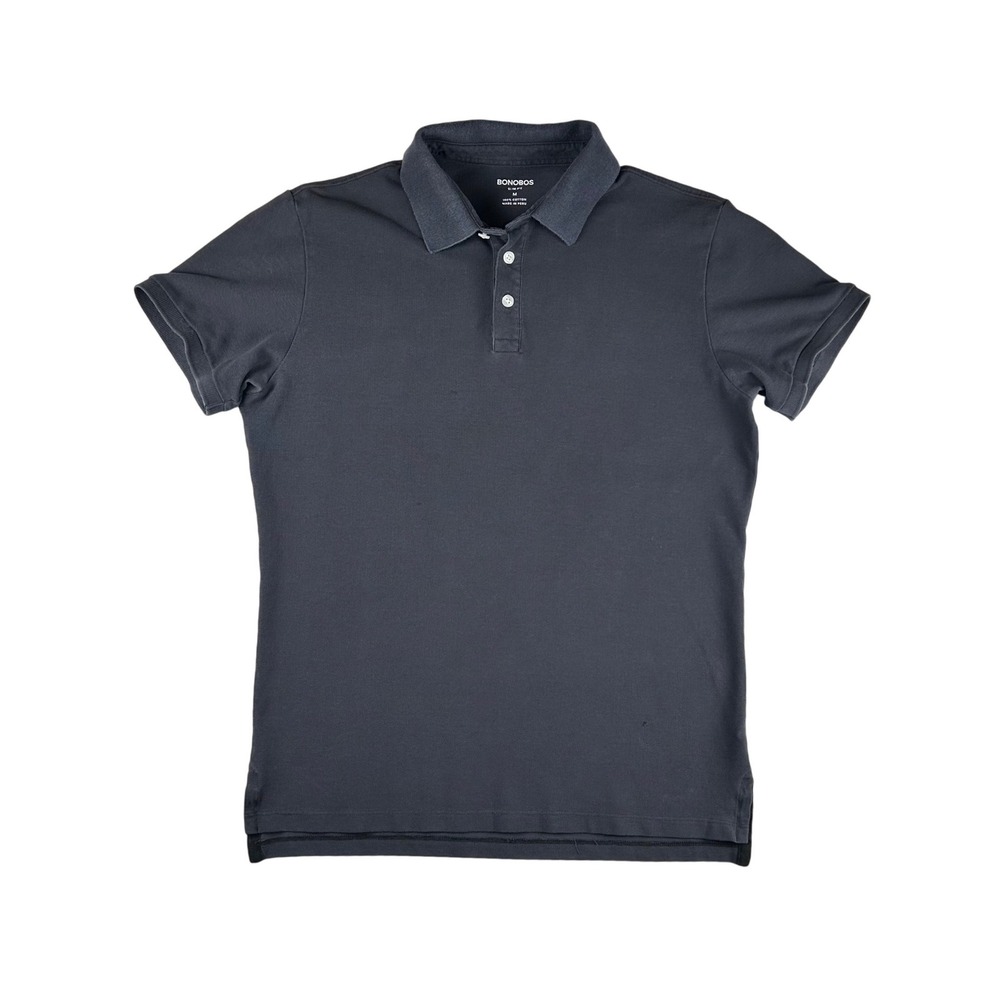 Bonobos Mens Slim Fit Cotton Pique Polo Shirt Gray Short Sleeve M